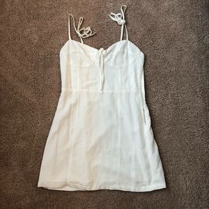 Bershka White Tie Shoulder Mini Dress